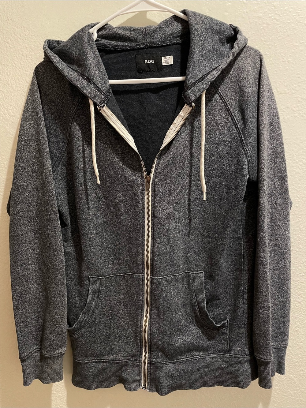 Urban Outfitters BDG Dark Gray Marled Knit Full Zip Hoodie Sweater Women XS